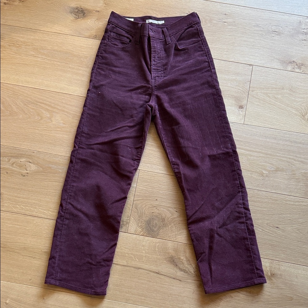 Levi's Women's Ribcage Ankle Striaght Cropped Jeans - Dark Purple/Burgundy